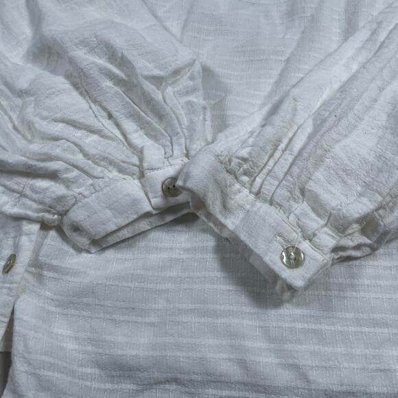 Marine Layer Shirt Women Small Nixi Puff Sleeve Top Collarless Boho White - Picture 4 of 9